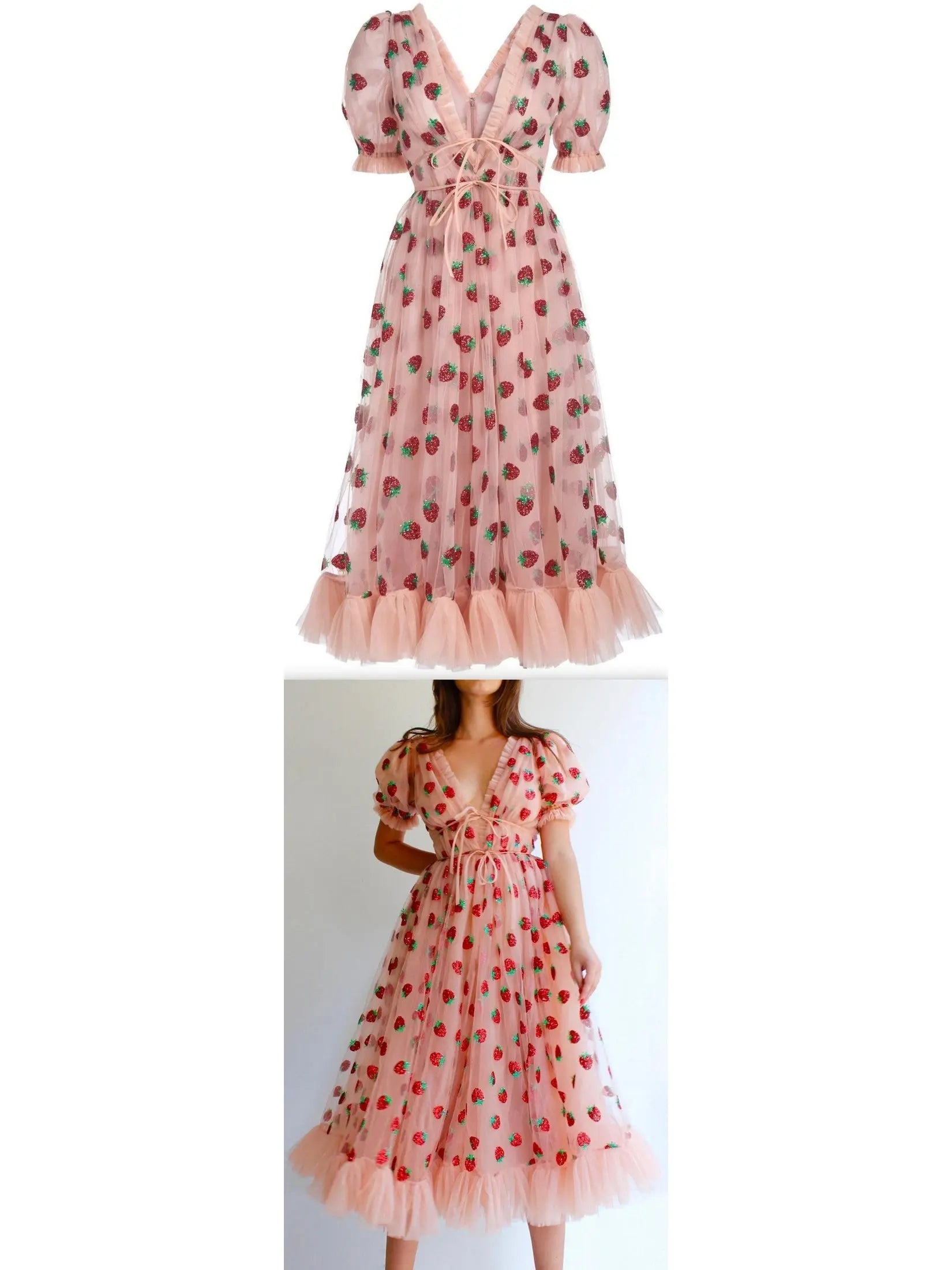 Strawberry Midi Dress - Branna Couture