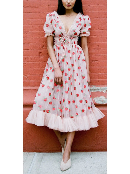 Strawberry Midi Dress - Branna Couture