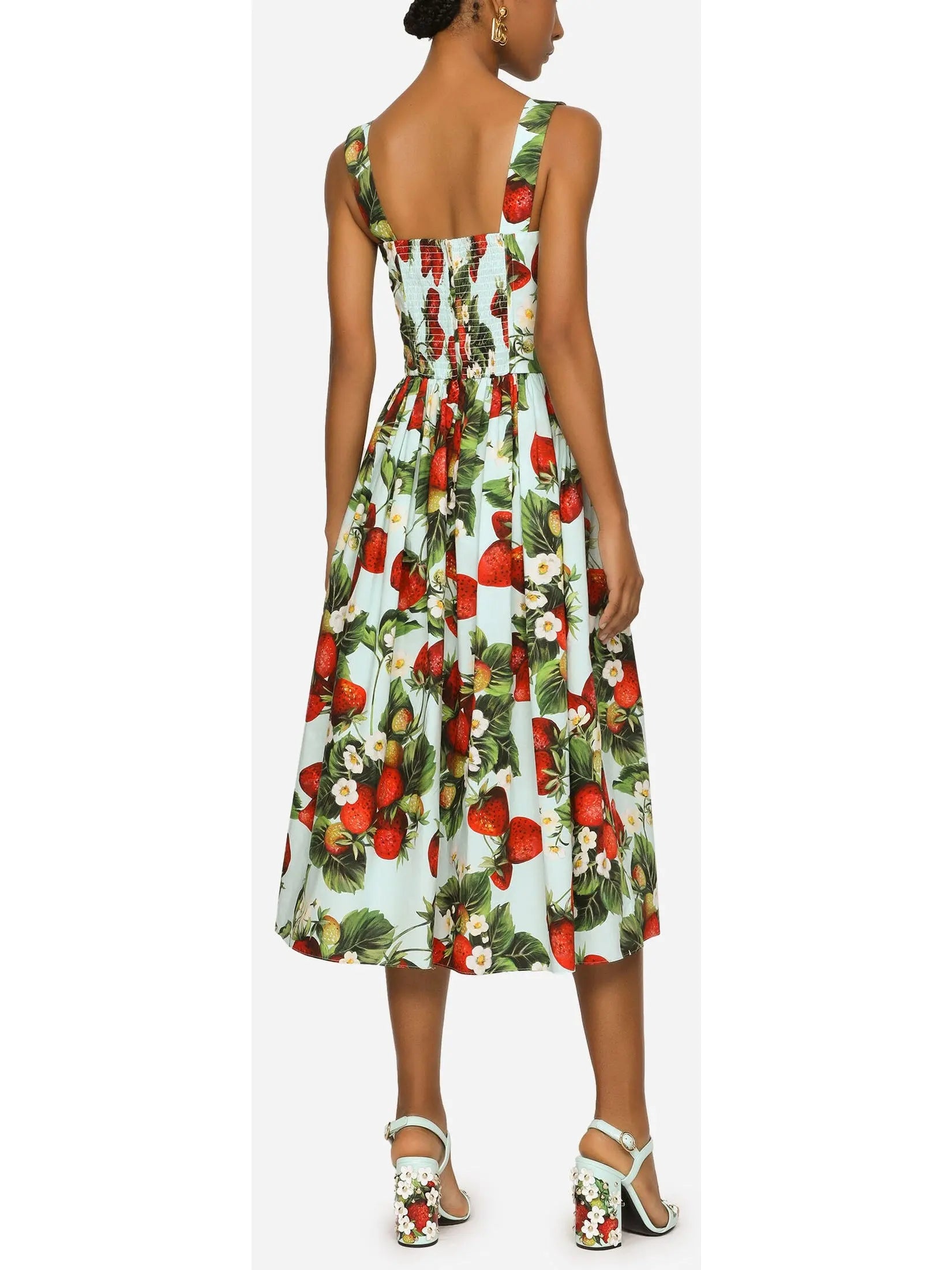 Strawberry-Print Poplin Dress - Branna Couture