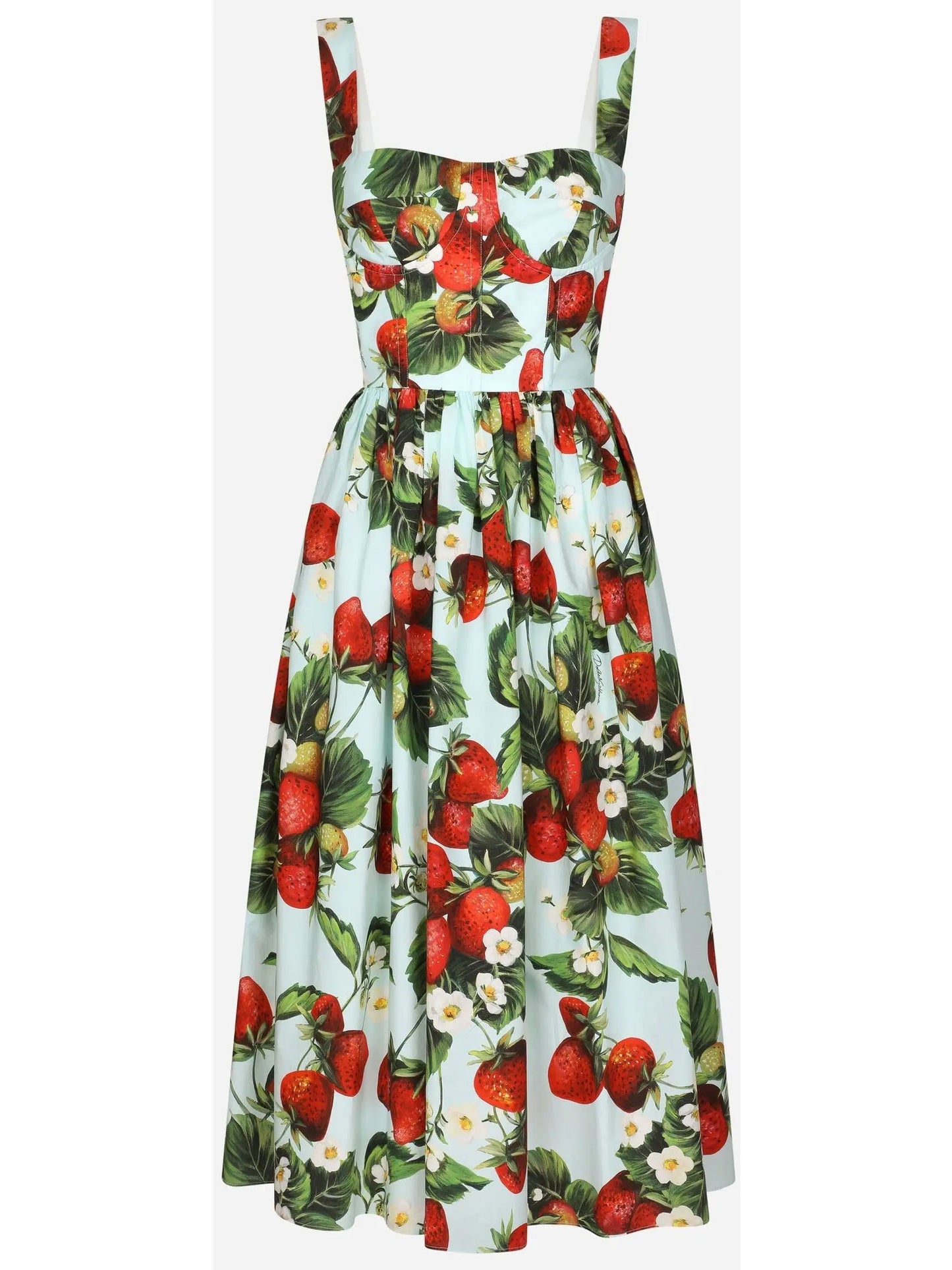 Strawberry-Print Poplin Dress - Branna Couture