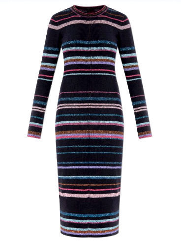 Stripe Metallic Knit Midi Dress Branna Couture