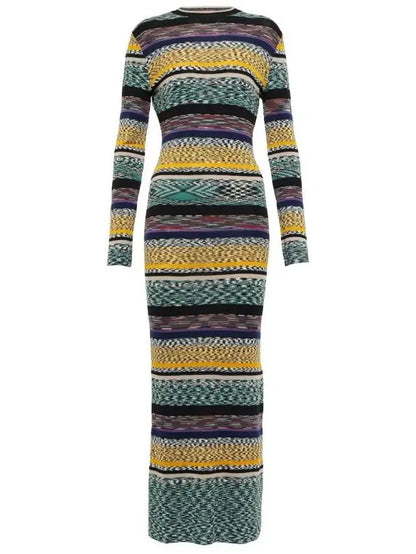 Striped Crewneck Knit Dress - Branna Couture