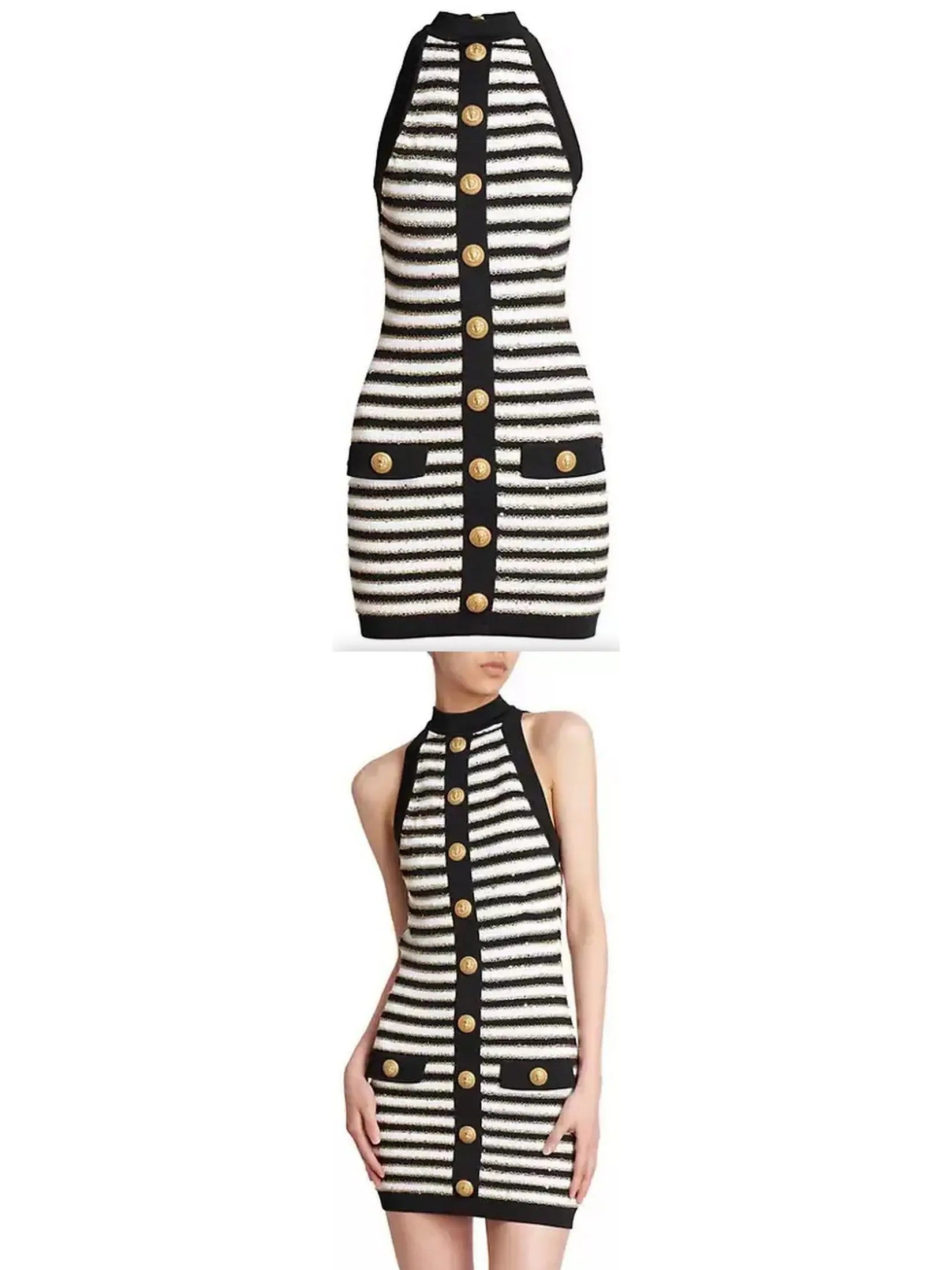 Striped Sleeveless Mini Dress - Branna Couture