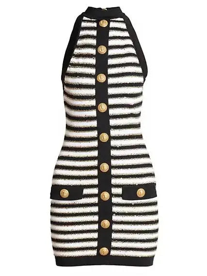 Striped Sleeveless Mini Dress - Branna Couture