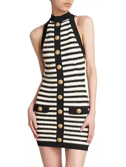 Striped Sleeveless Mini Dress - Branna Couture