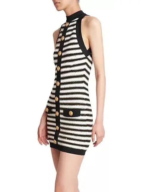 Striped Sleeveless Mini Dress - Branna Couture