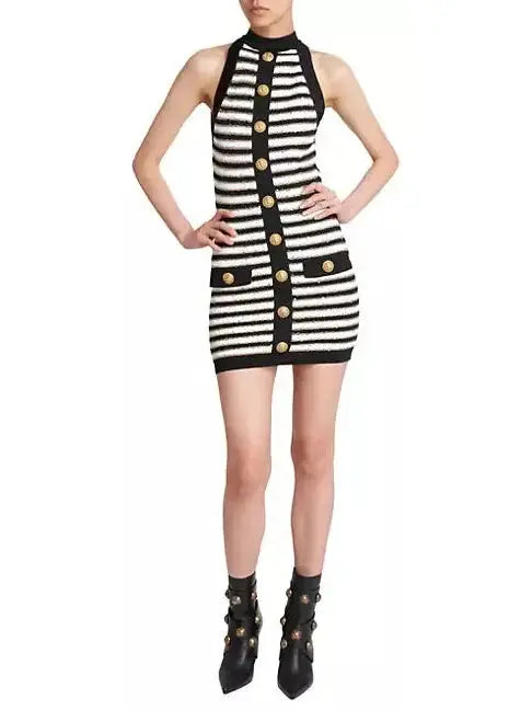 Striped Sleeveless Mini Dress - Branna Couture