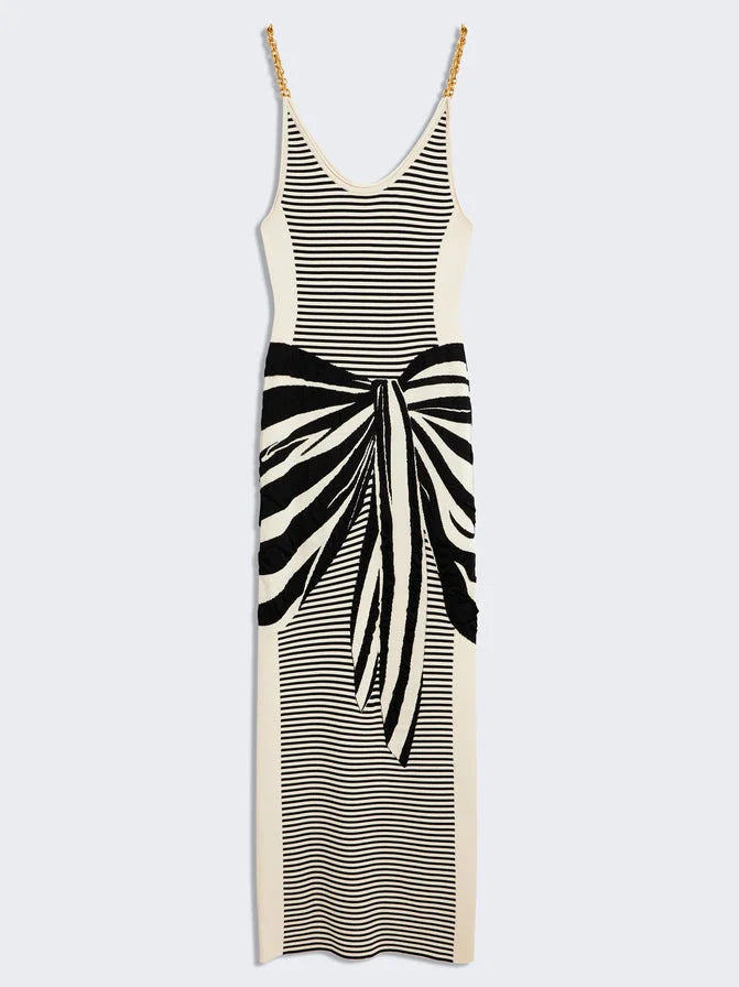 Striped Illusion Chain Strap Tank Dress Dresses