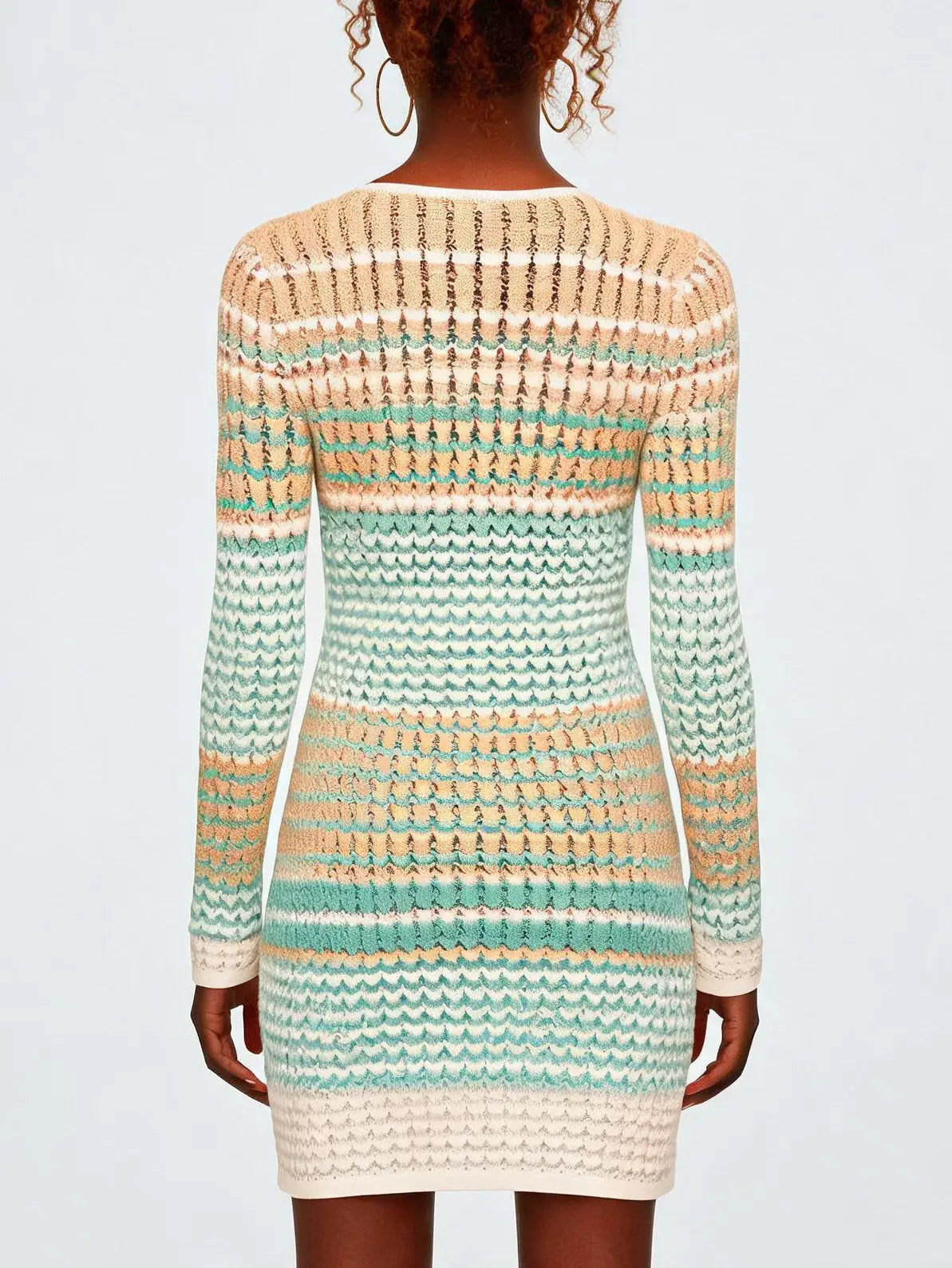 Color-Contrast V-Neck Knit Mini Dress - Dresses