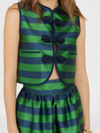 Striped Vest-Top and Matching Skirt Set - Suits & Sets