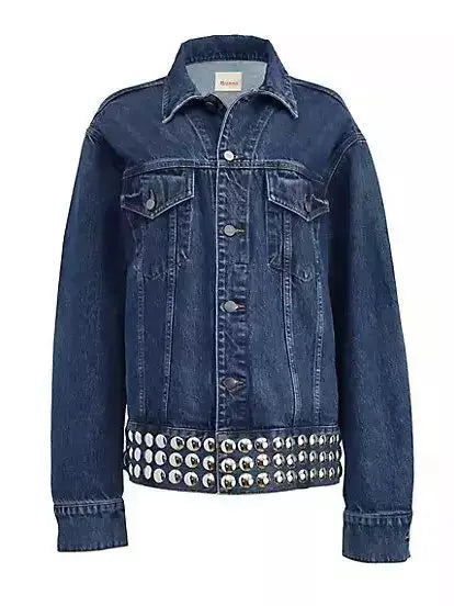 Studded-Hem Denim Jacket Branna Couture