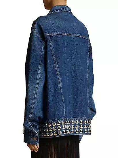 Studded-Hem Denim Jacket Branna Couture