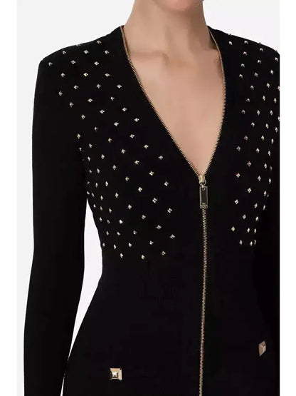 Studded Knit Mini Dress, Black - Branna Couture