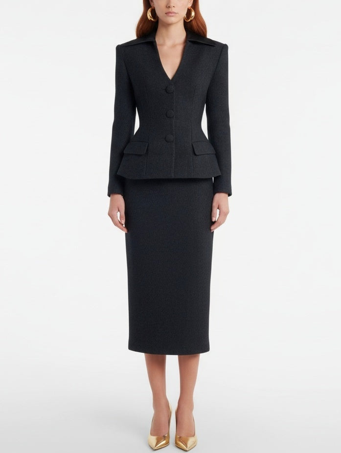 Tailored Black Blazer Midi Dress - XS - Dresses