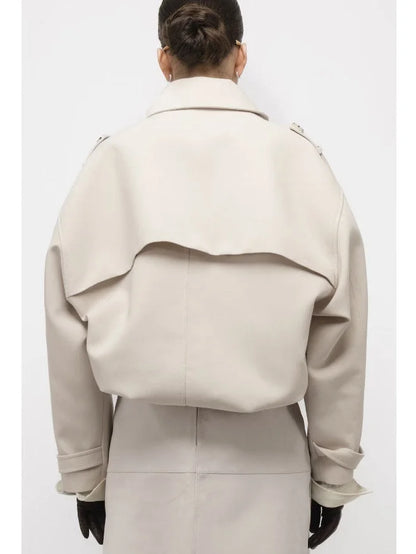 Tailored Biker Jacket in Light beige - Jackets