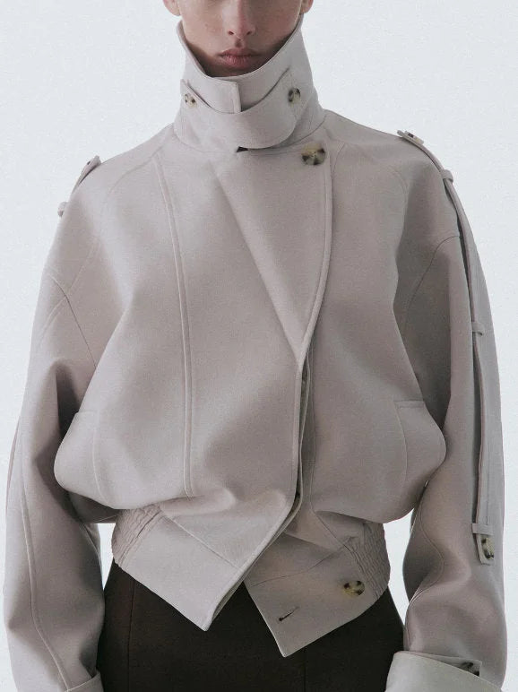 Tailored Biker Jacket in Light beige - Jackets