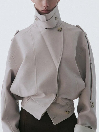 Tailored Biker Jacket in Light beige - Jackets