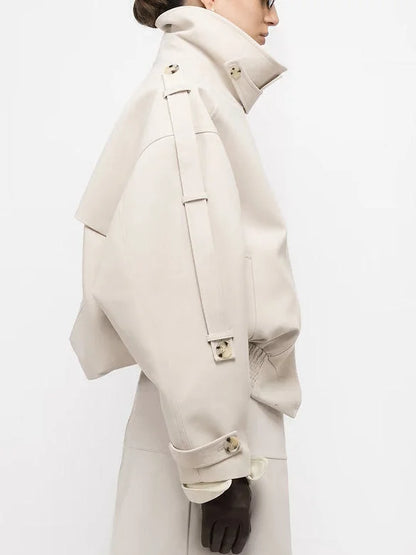Tailored Biker Jacket in Light beige - Jackets