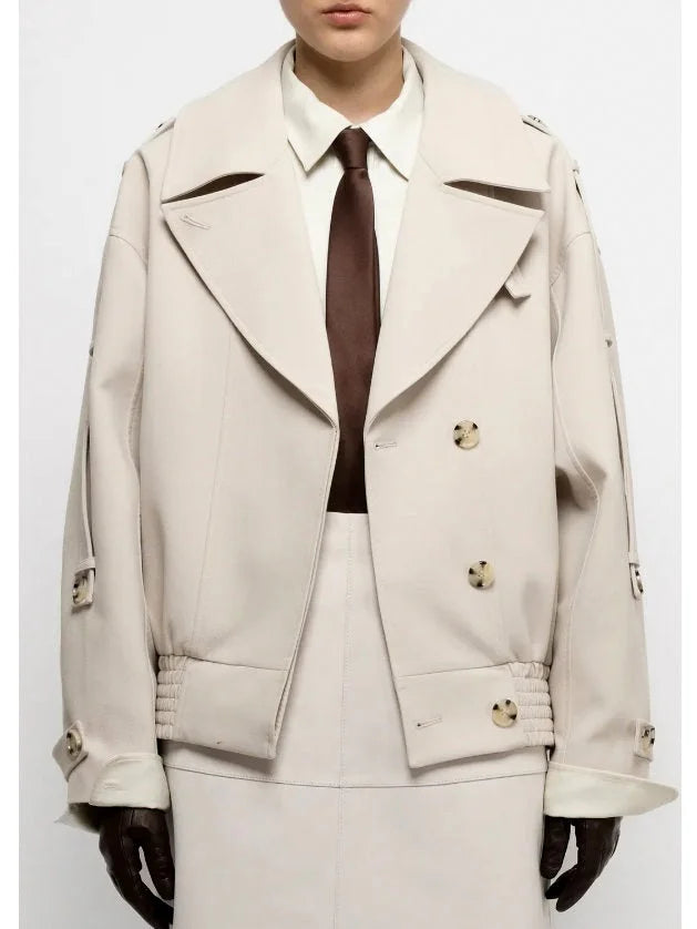 Tailored Biker Jacket in Light beige - Jackets