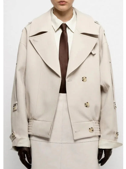 Tailored Biker Jacket in Light beige - Jackets