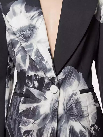 Tailored Crepe Floral Print Blazer and Pant Suit Suits & Sets