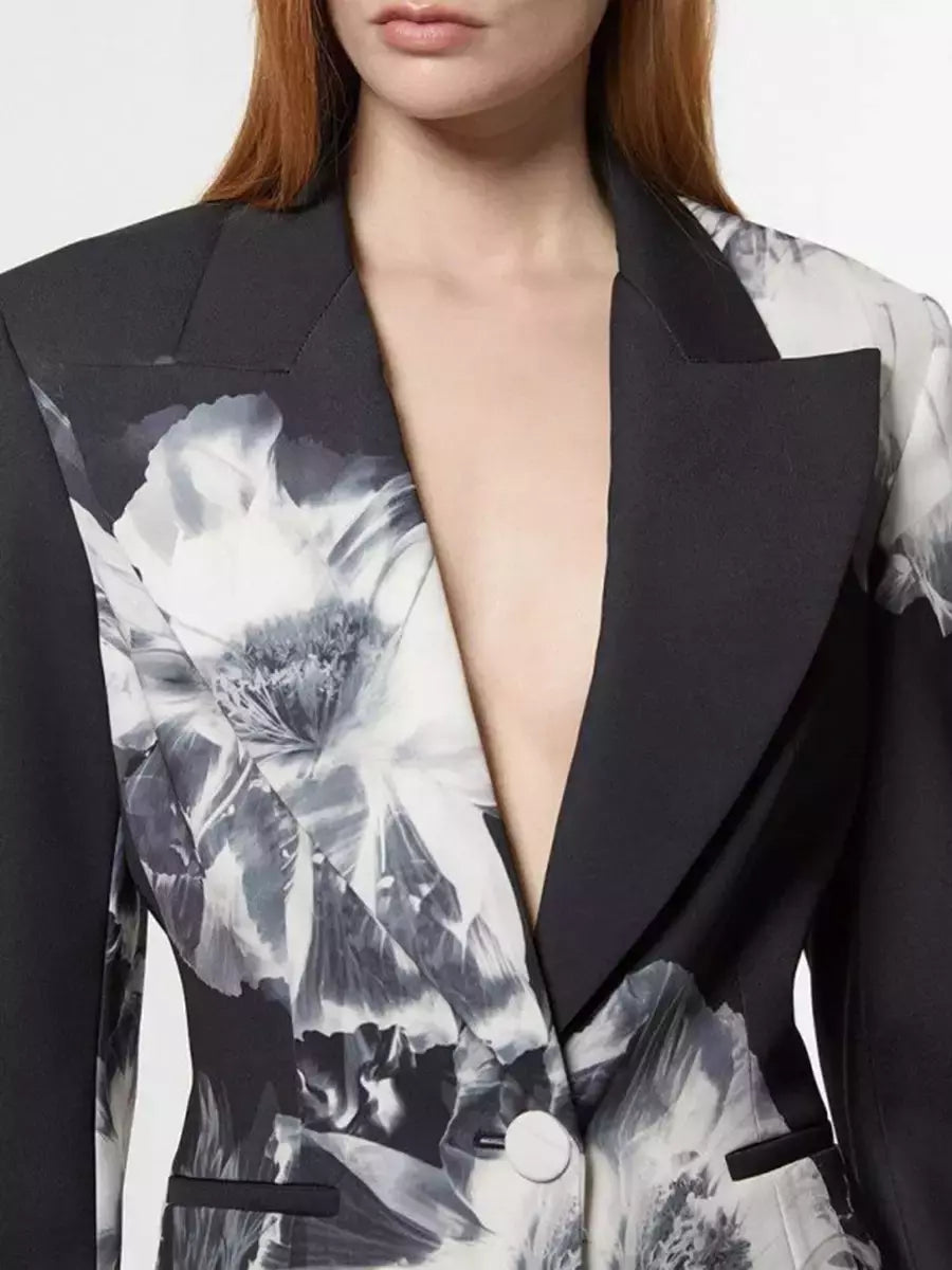 Tailored Crepe Floral Print Blazer and Pant Suit Suits & Sets