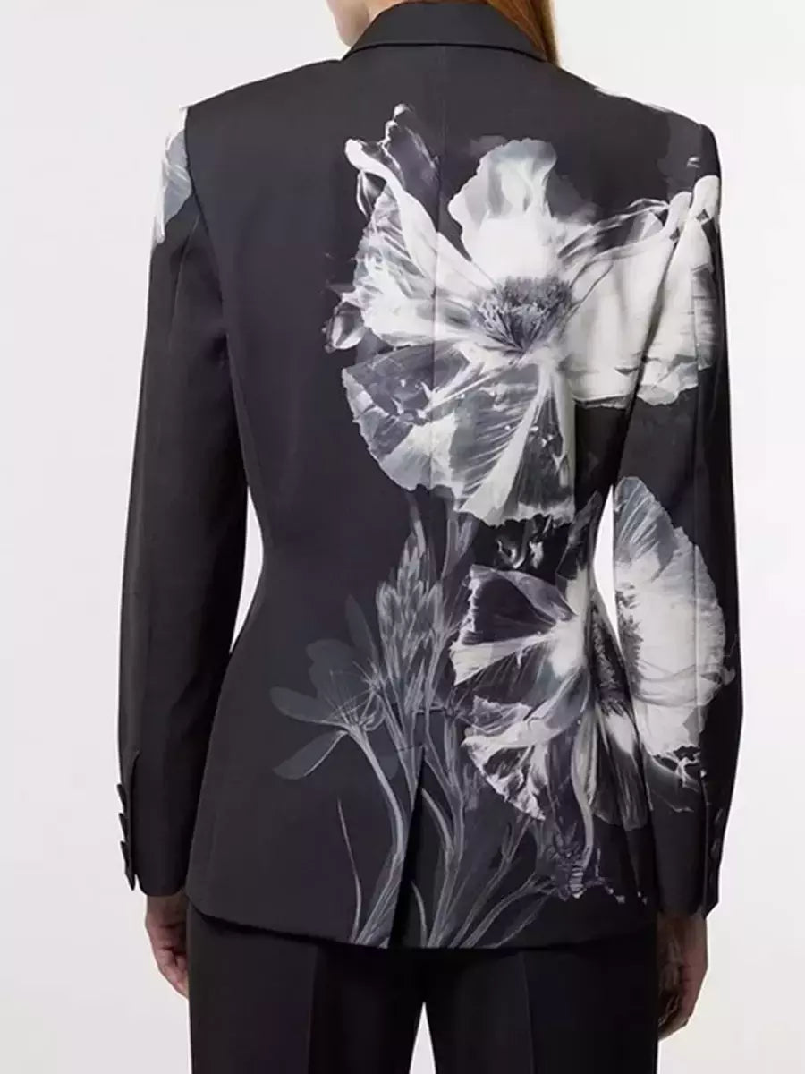 Tailored Crepe Floral Print Blazer and Pant Suit Suits & Sets