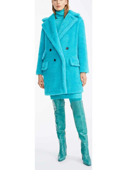 Teddy Bear Coat, Turquoise - Branna Couture