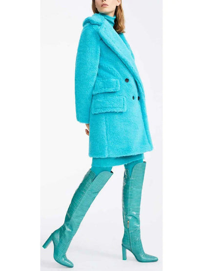 Teddy Bear Coat, Turquoise - Branna Couture