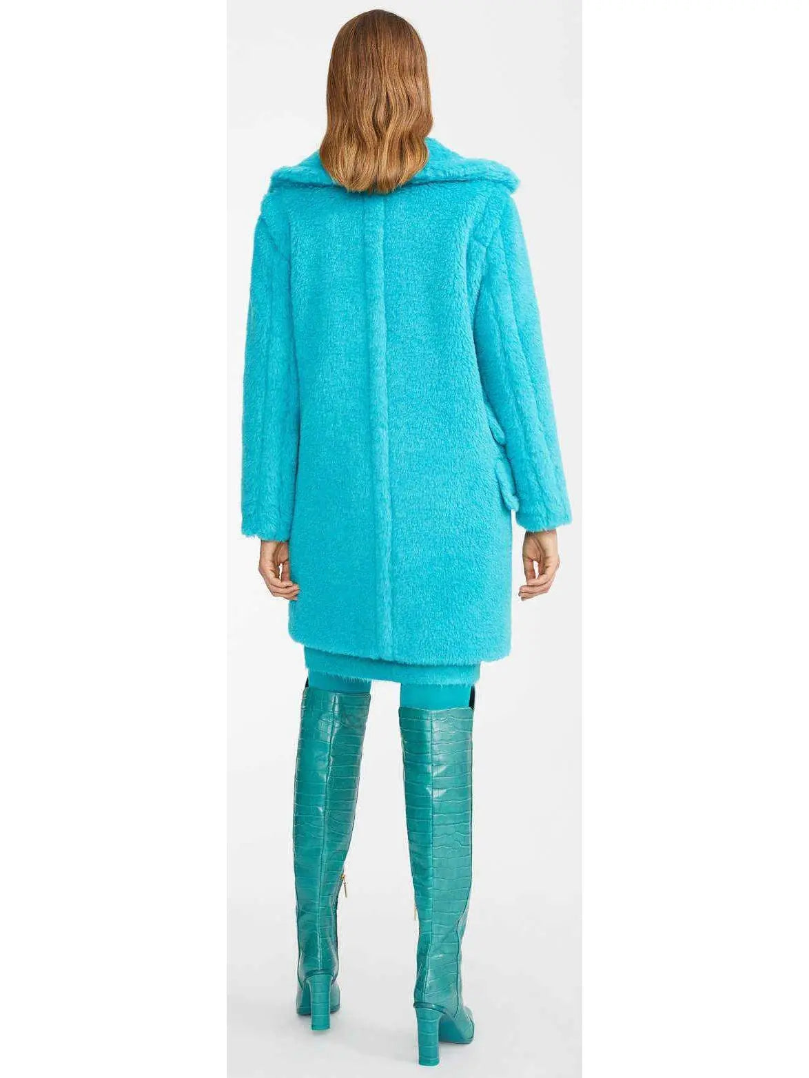 Teddy Bear Coat, Turquoise - Branna Couture