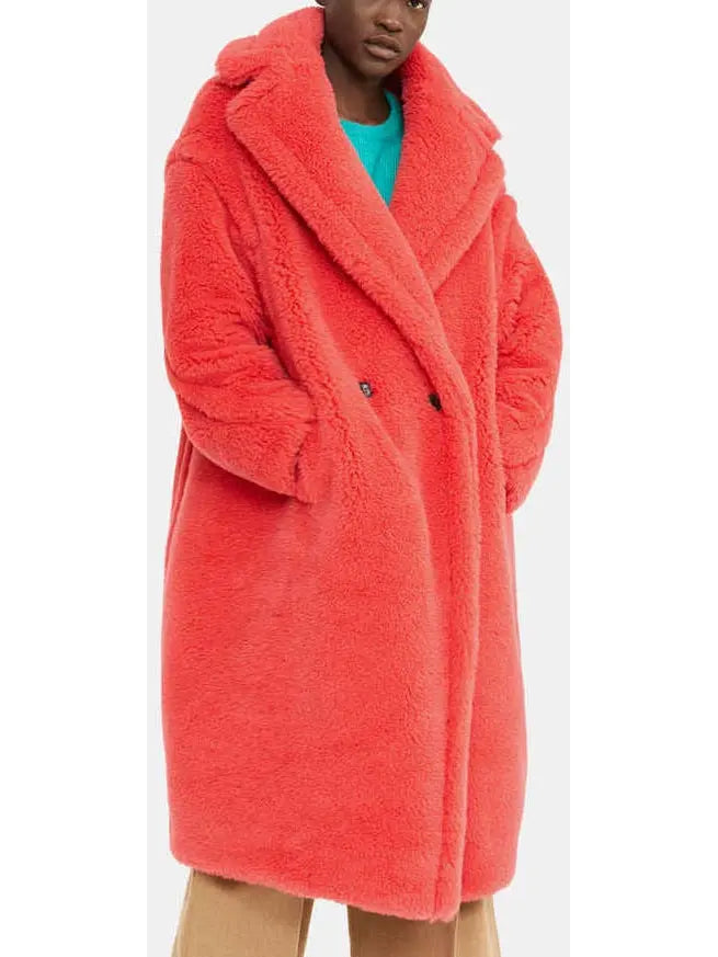 Teddy Icon Coat, Coral Red - Branna Couture