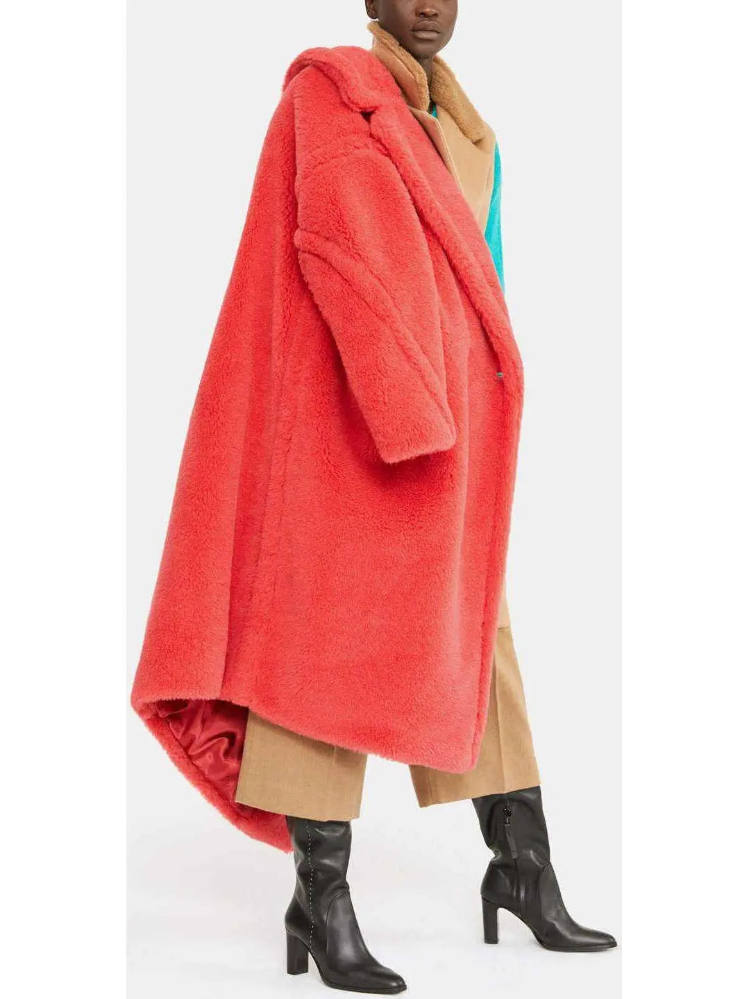 Teddy Icon Coat, Coral Red - Branna Couture