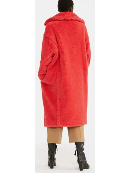 Teddy Icon Coat, Coral Red - Branna Couture