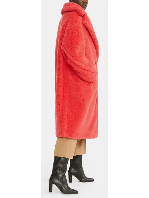 Teddy Icon Coat, Coral Red - Branna Couture