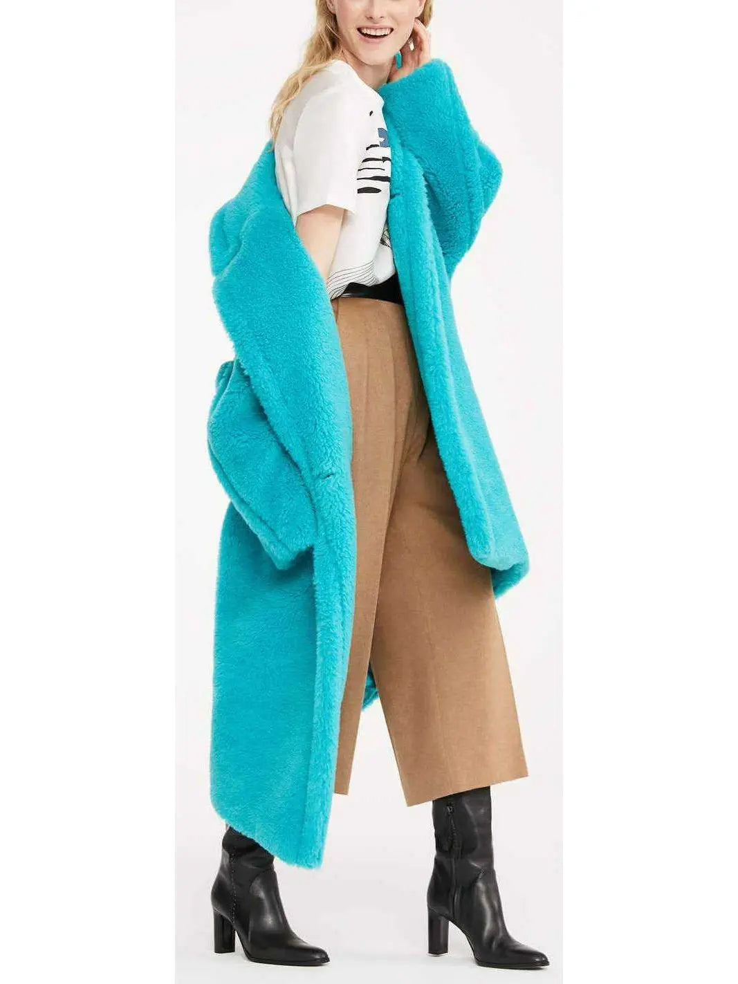 Teddy Icon Coat, Turquoise - Branna Couture