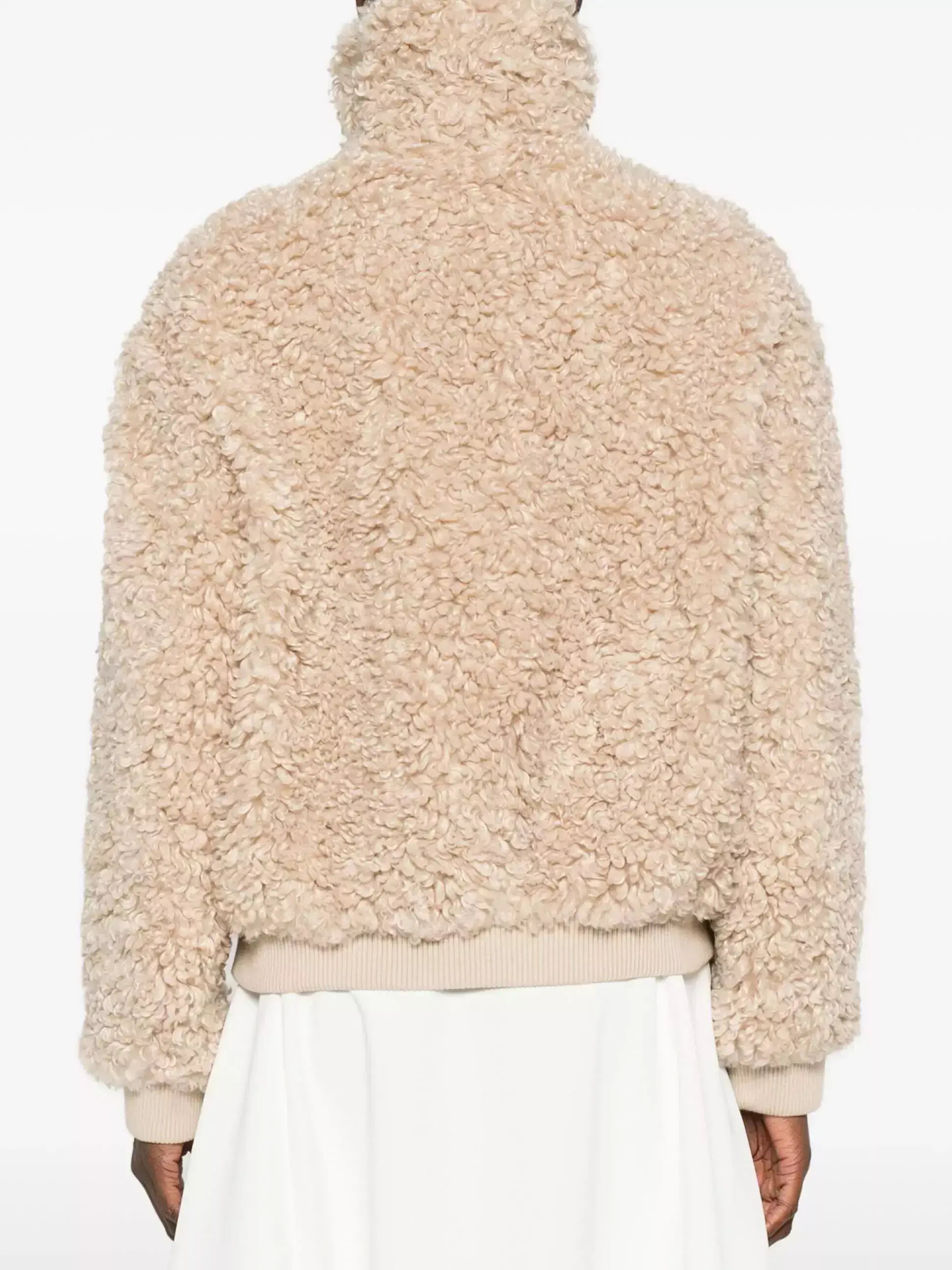 Teddy Zip-Front Jacket with Leather Trim - Jackets