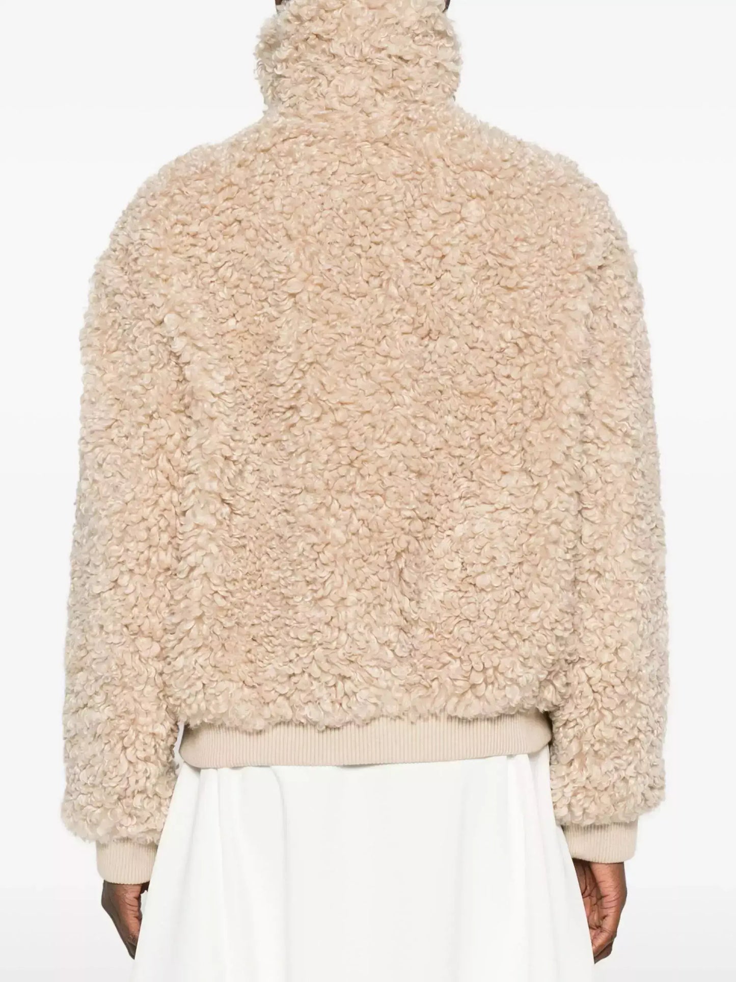 Teddy Zip-Front Jacket with Leather Trim - Jackets