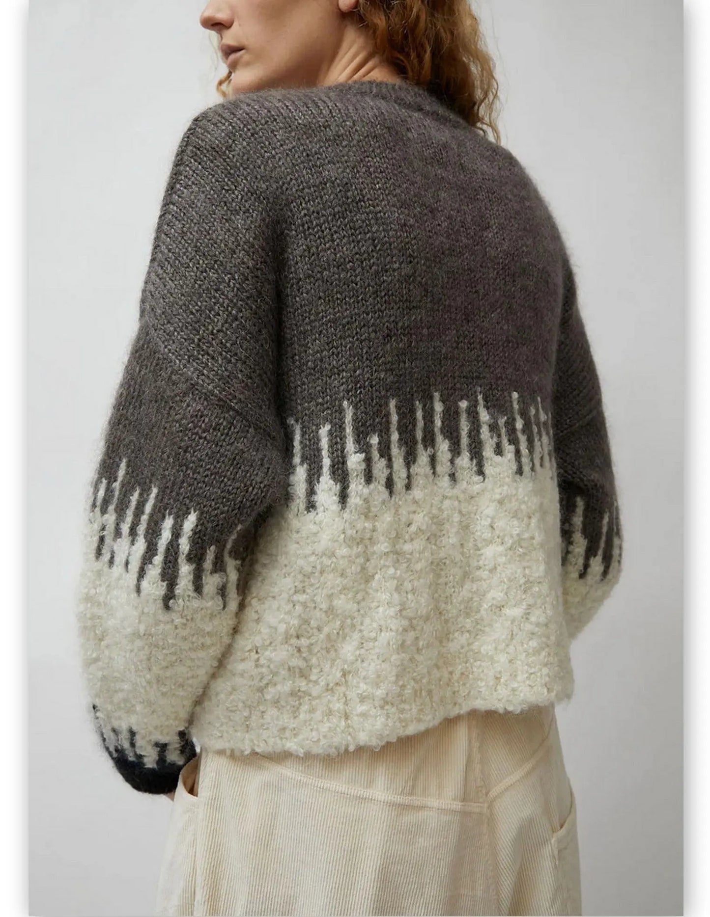 Textured Crew-Neck Boxy Sweater Branna Couture