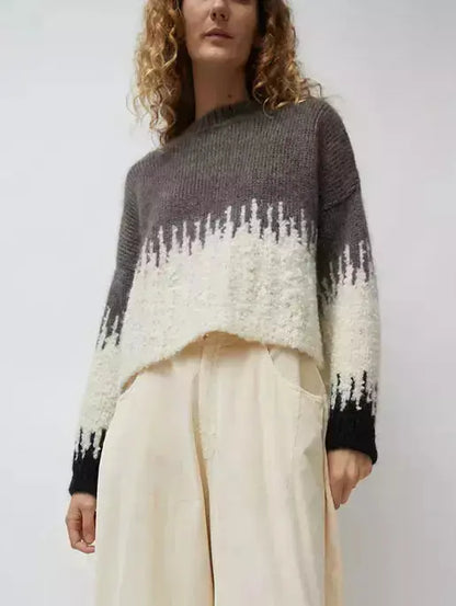 Textured Crew-Neck Boxy Sweater Branna Couture