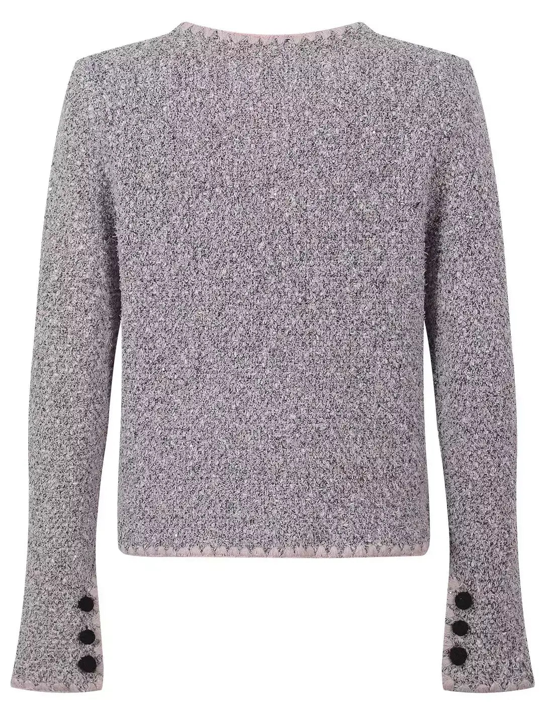 Textured Knit Cardigan with Crochet Buttons - Sweaters & Knitwear