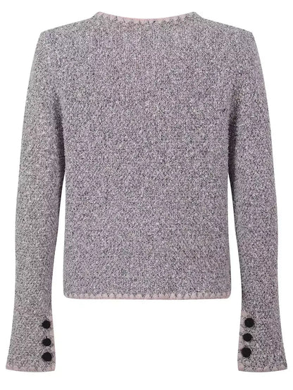 Textured Knit Cardigan with Crochet Buttons - Sweaters & Knitwear