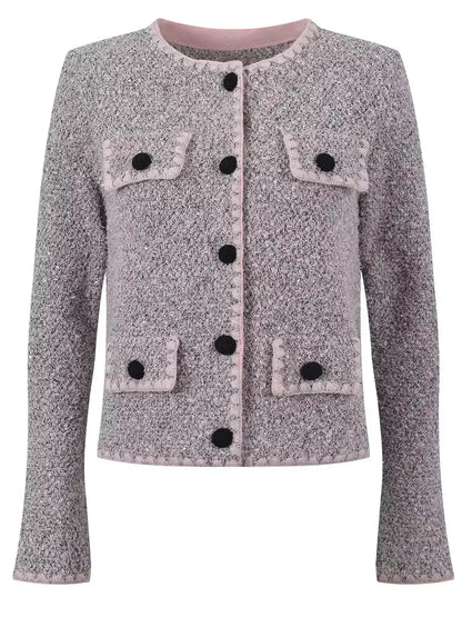 Textured Knit Cardigan with Crochet Buttons - Sweaters & Knitwear