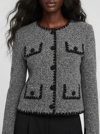 Textured Knit Cardigan with Crochet Buttons - Sweaters & Knitwear