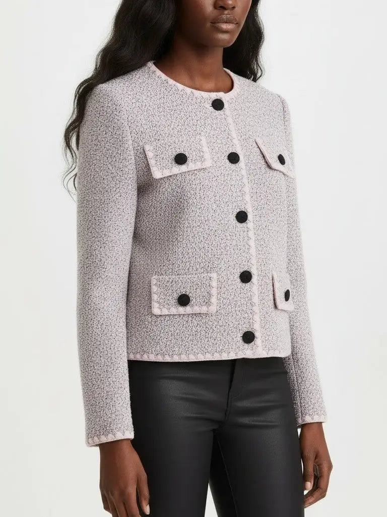 Textured Knit Cardigan with Crochet Buttons - Sweaters & Knitwear