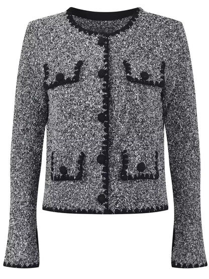 Textured Knit Cardigan with Crochet Buttons - Sweaters & Knitwear