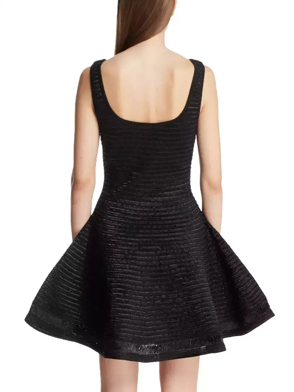 Textured Sleeveless Knit Flared Mini Dress - Dresses