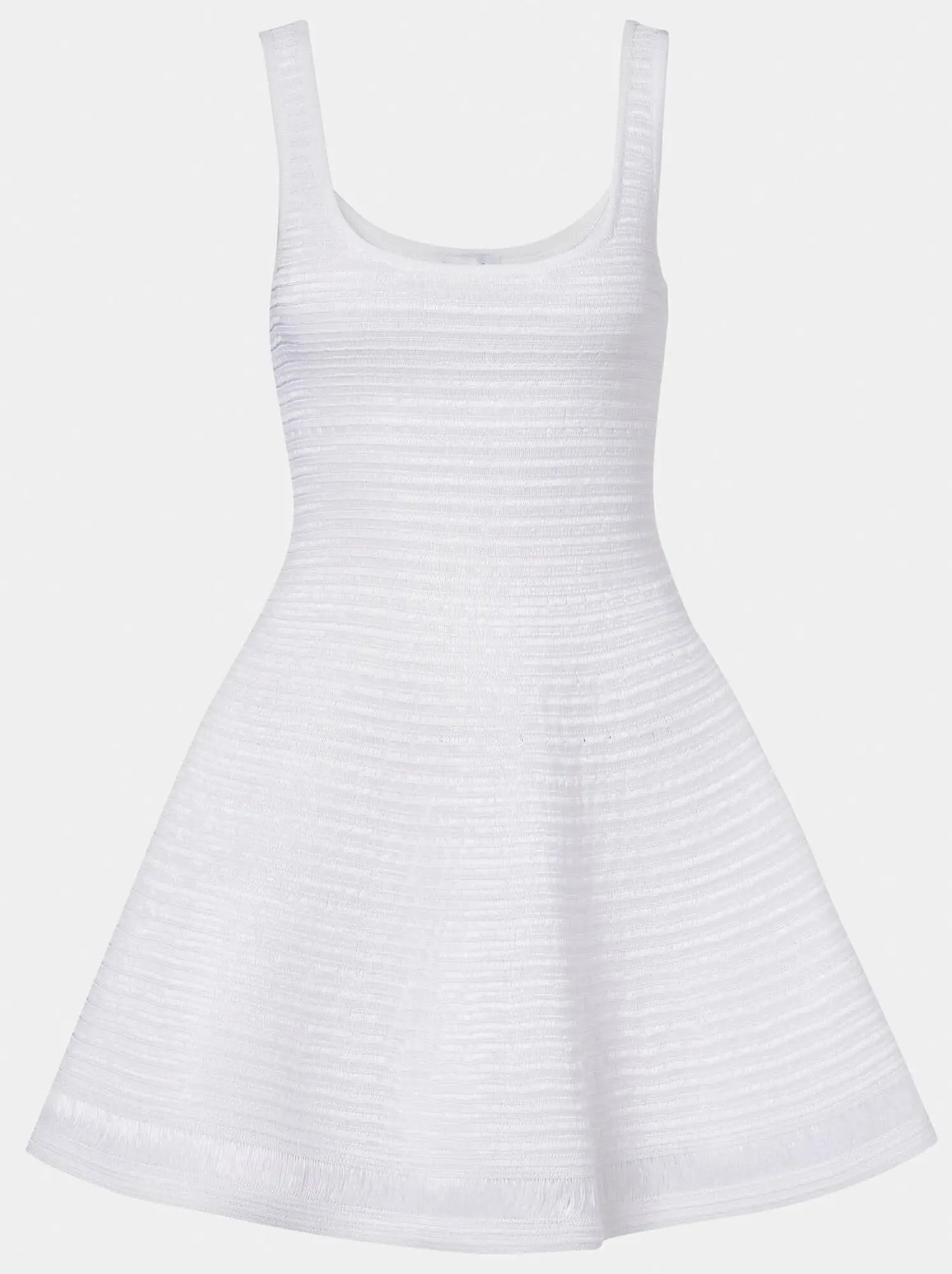 Textured Sleeveless Knit Flared Mini Dress - Dresses