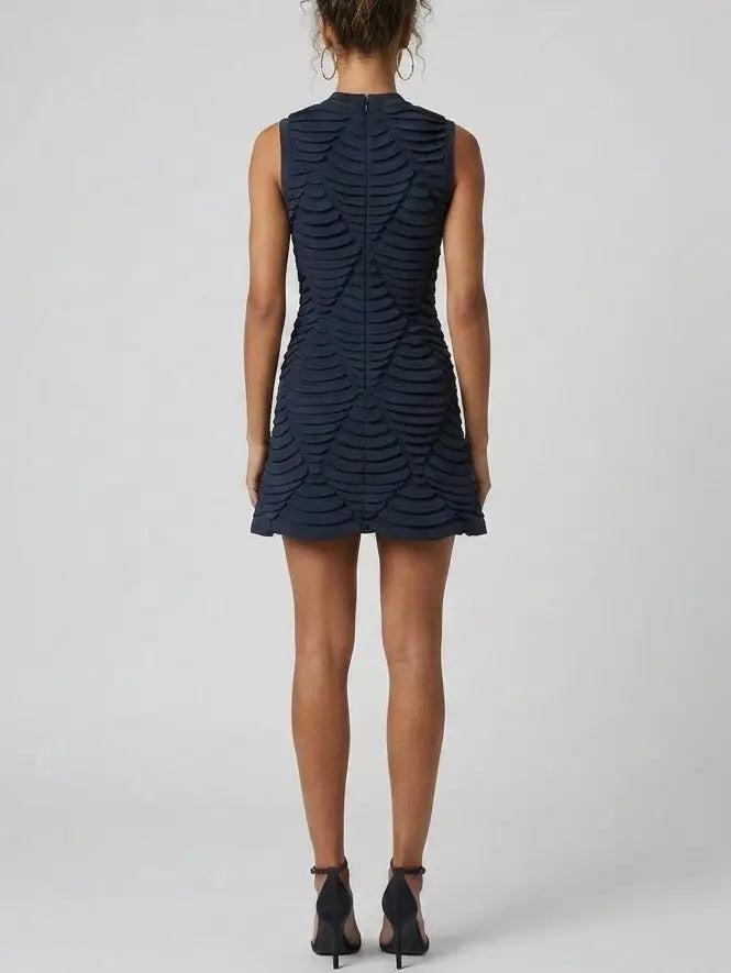 Textured Wave Knit Mini Dress - Dresses