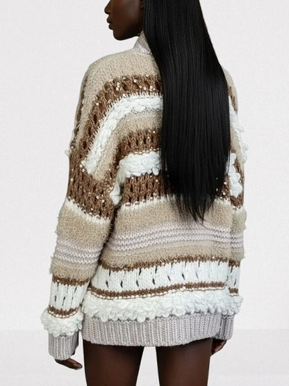 Textured Wool-Blend Open Front Cardigan - Sweaters & Knitwear