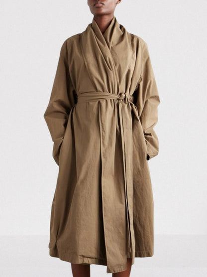 Tie-Waist Wrap-Style Trench Coat - One size - Coats